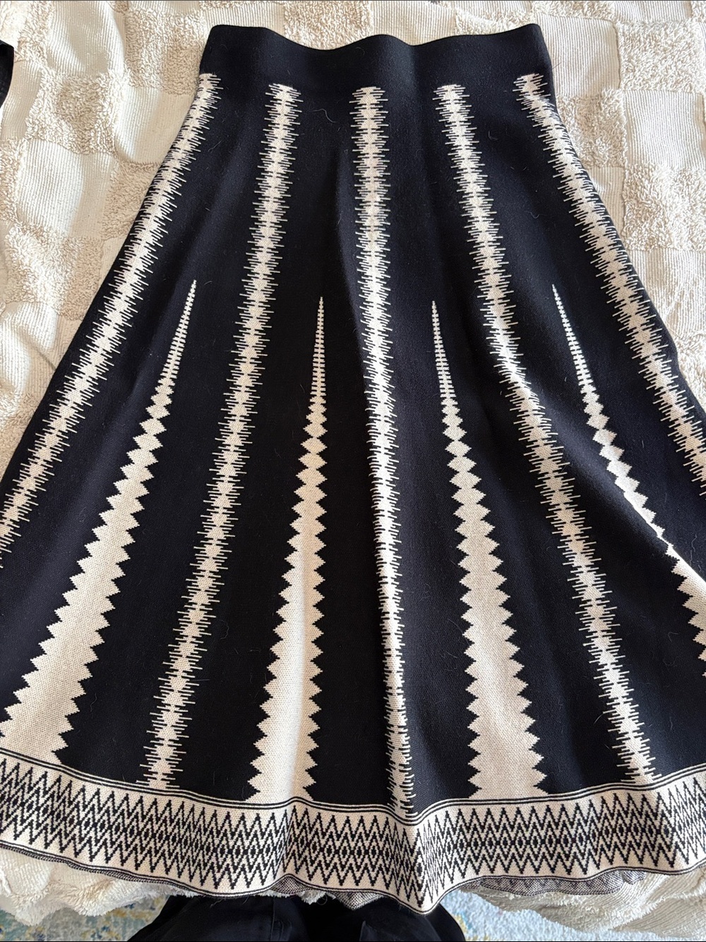 Knit mid calf length skirt